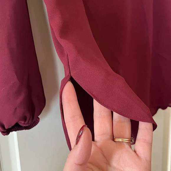 Maette Burgundy Polyester Drop Shoulder Blouse Women’s Size Small - Picture 4 of 13
